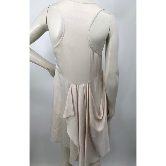 Morgan Carper Ivory Sleeveless Asymmetrical Side Ruffle Shift Dress Size 4 - Picture 10 of 13